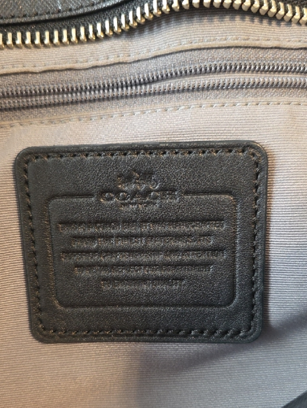 Coach Black Leather Tote with Beige Tag - Picture 5 of 9